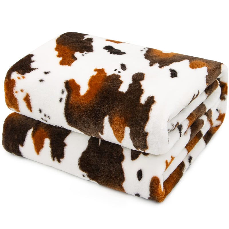 HSEEC Cow Print Blanket Brown Couch Throws for Sofa  Lightweight Cute Cozy Western Bedding Decorative Throw for Bed All Seasons  Brown Cow Gifts for Adults Kids Boys Teens 50""x60"" - Image 3